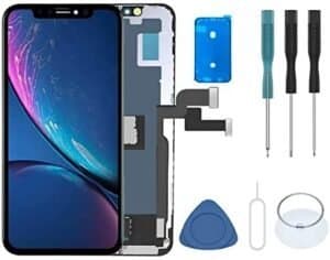 Replacement iPhone Xs screen with tools and waterproof adhesive black