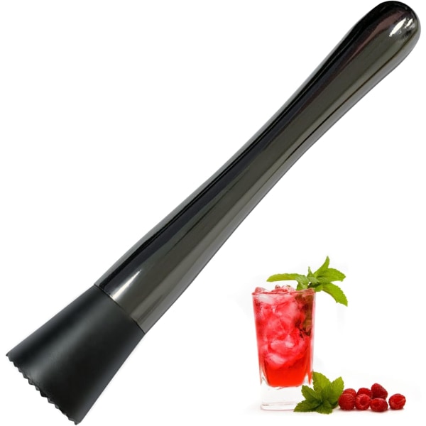 8 tums svart rostfritt stål muddler för cocktails