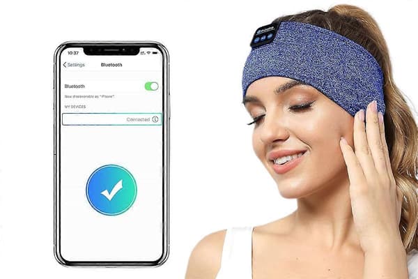 Bluetooth musikkhodebånd sovemaske for løping, yoga og samtaler Blue One Size
