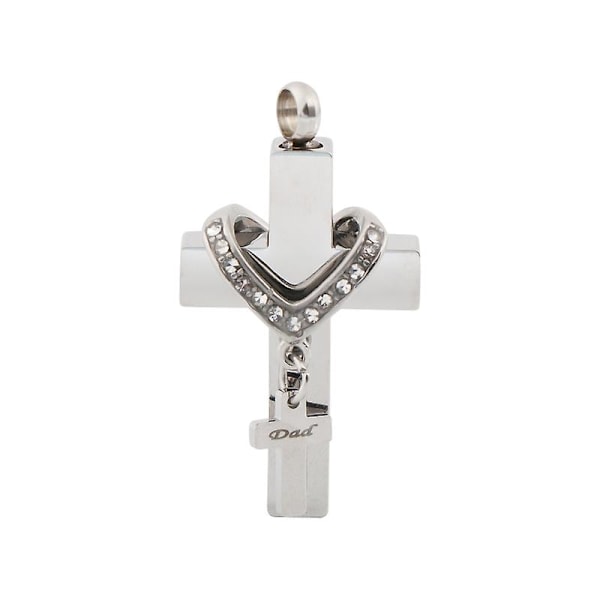 Cross Urn Necklace For Ashes 316l Stainless Steel Memorial Pet Urn Necklace Silver