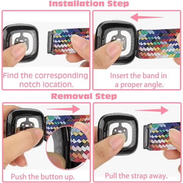 Nya heta varor 2026-2027 4 st elastiska nylonband kompatibla med Fitbit, Fitbit Versa 3 armband flätat nylon sport, Fitbit