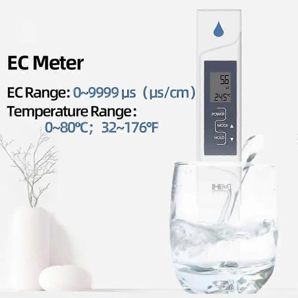 HM DIGITAL 2 i 1 EC Temperatur Vandkvalitetstester Digital AP-2 EC-måler med kalibreringskonduktivitetstester White
