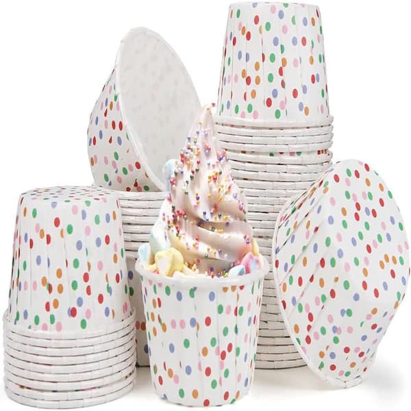 50 stk. papir cupcakeforme små muffinforme til bagning engangs cupcake bageforme til bryllupper, jul, fødselsdag (farvede prikker)