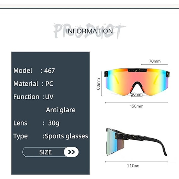 Polariserte sportsolbriller for menn og kvinner, lette solbriller med UV400-beskyttelse for sykling og løping C-o1