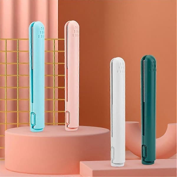 Mini 2-i-1 Hårstyler til Bølger og Glatning, Kompakt Krøllejern og Glattejern Combo Light Blue