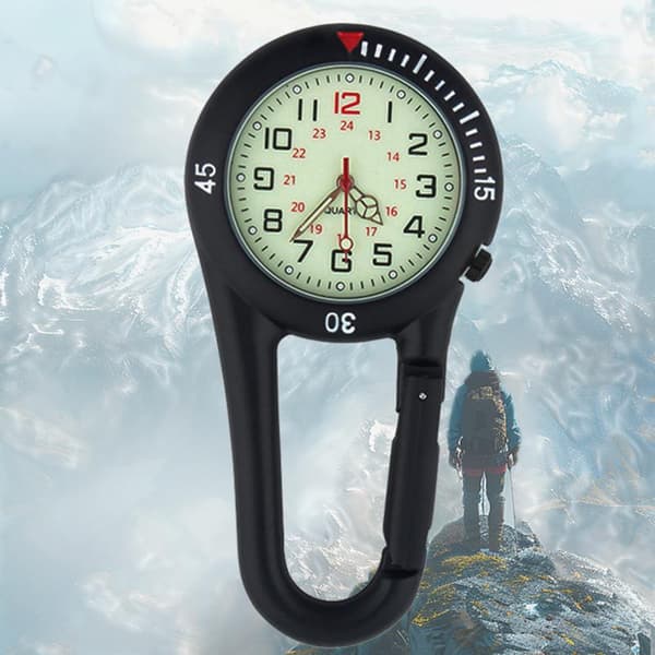 Black Carabiner Watch, Can Also Be Decorated with Small Pendants (3.9 * 7.7 cm)