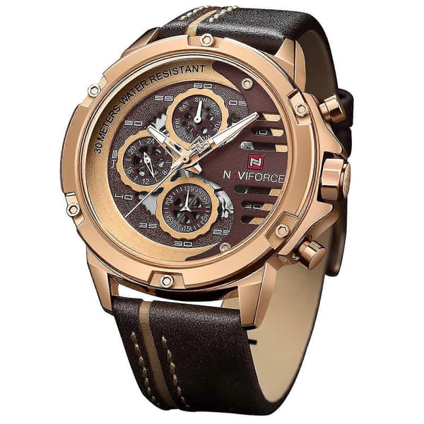 Sport Militärklocka Herr Vattentät Klocka Analog Kvarts Läderrem Datum Kalender Klocka