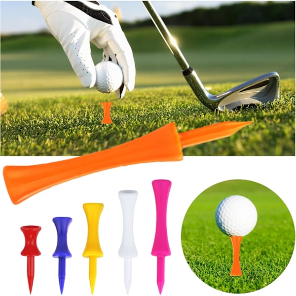 Castle Golf Tees Plast, 60 stk Golf Tees i forskjellige høyder Flere farger Blandet størrelse (31mm, 37mm, 43mm, 51mm, 57mm, 70mm)