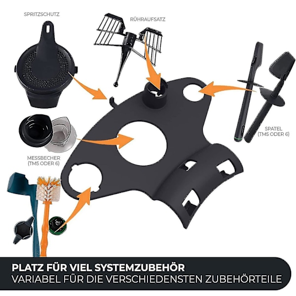 Hvit kjøkkenutstyrsarrangør for Thermomix Tm5 Tm6 - Plassbesparende oppbevaringsstativ for opptil 5 tilbehør