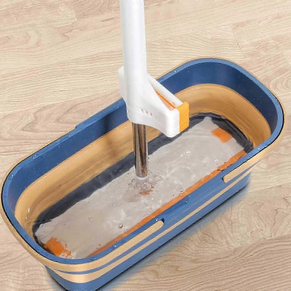 Stor flad moppespand, stor flad moppe gulvmoppe stor sammenklappelig bærbar moppespand 25-26s Blue