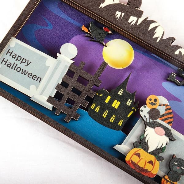 Halloweenprydnader i trä, rolig klassisk retro bärbar