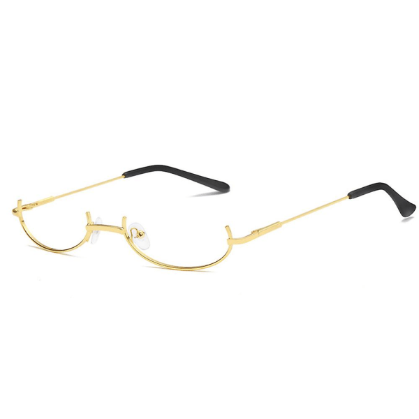 Unisex Half Frame Briller Dekorasjon Eyewear No Lens Cosplay Party rekvisitter Gold