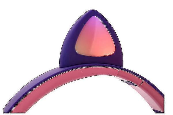 Lysende hovedmonteret Bluetooth-headset, trådløst foldbart Bluetooth-headset med katteører, lilla