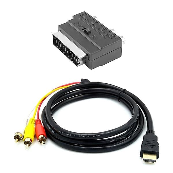 HDMI til 3RCA-kabel 1,5m med Scart-kontakt Gullbelagt