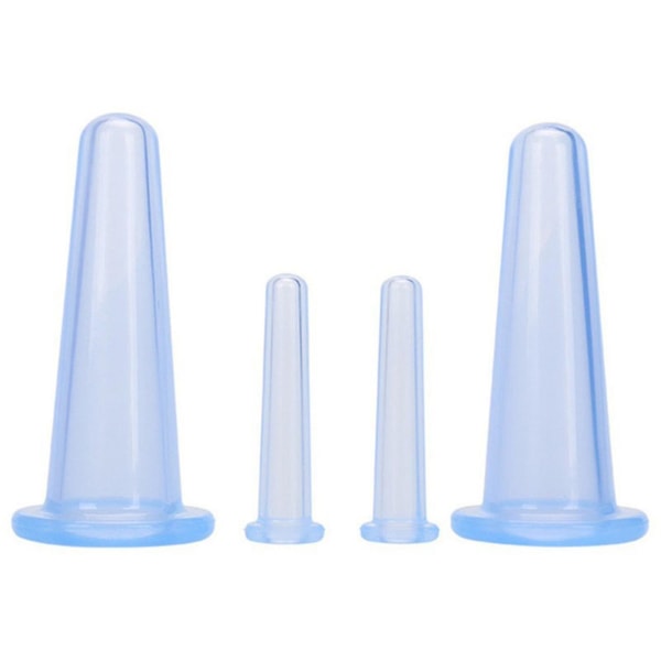 4 stk silikone ansigtsmassage kopper cupping enhed, ansigt cup sæt silikone kopper, ansigt og øje blue