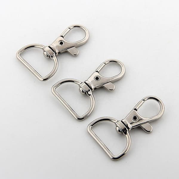 Roterende halvcirkelformede ringe med karabinhager, 10-pak, sølv, 2 cm