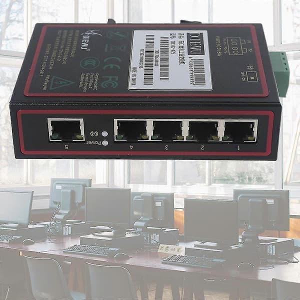 5-ports 10/100/1000m industriel netværksswitch DIN-skinne RJ45-interface DC5V-58V