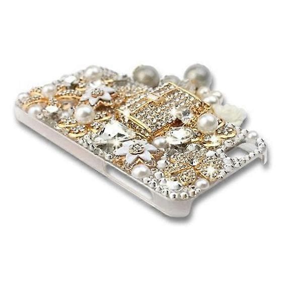 Glamour Series 3D Bling Crystal telefonveske til iPhone 5 - Floral Coco Bag Black
