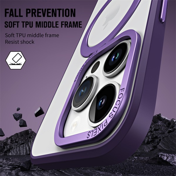 Cover til iPhone 14 Pro Max Kompatibel med MagSafe Magnetic Invisible Stand Klar kamerabeskyttelse Hård plastik Anti-ridse bagcover - lilla