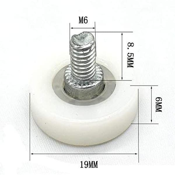 Nylon bærehjul (diameter 19mm) bærehjul med skrue sm
