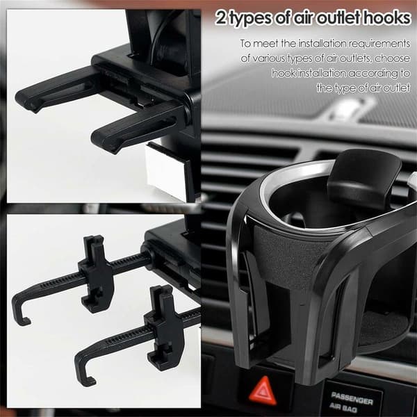 Universell Avtakbar Bilkoppholder/Flaskeholder med Justerbart Feste for Bilens Luftventil