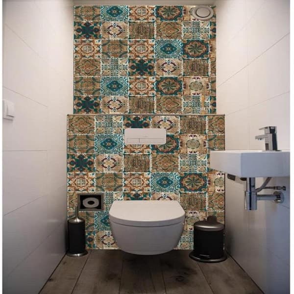 Self-Adhesive Tile Stickers, 20x20 cm, Industrial Style, Kitchen Tile Self-Adhesive Backsplash, 24 Pieces Wall Decals for Self-Adhesive Bathroom, Kitchen