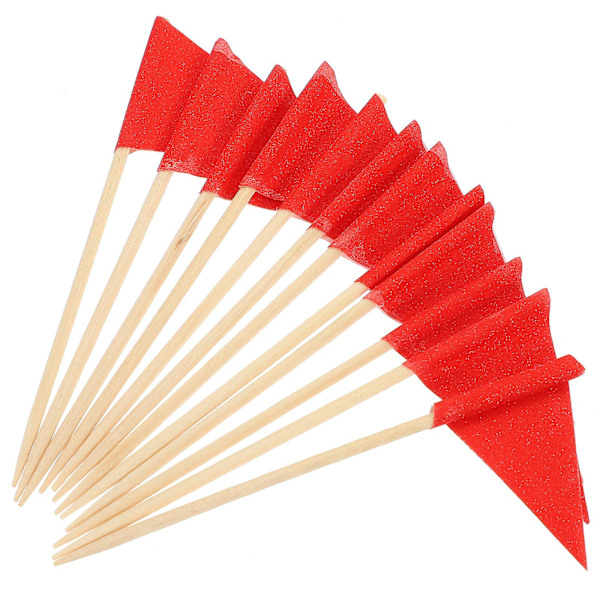 12 stk. Tandpirkere Madflag Cupcake Toppers Frugt Salat Cocktail Sticks Cupcake Toppers Flag Red 8CM