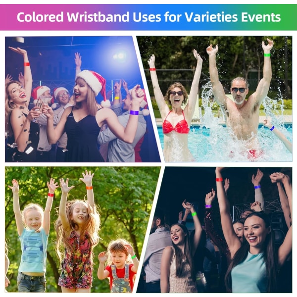 700 stykker 3/4' papirarmbånd til begivenheder, farverige vandtætte neonarmbånd til voksne og børn, skolebarer Natklubber Party VIP-armbånd