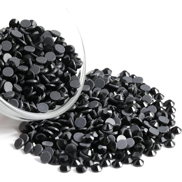 1600 kpl Mustia Hotfix Strassikiviä DIY-askarteluun, SS20, 4,6-4,8 mm Musta Black SS20