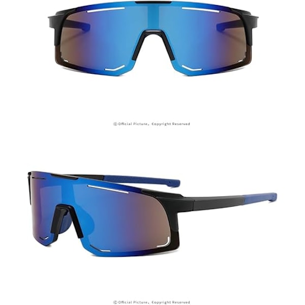 Polariserte solbriller for menn og kvinner, farget speillinse, UV-beskyttelse, ski, sykling, løping, strand, fiske Black-blue