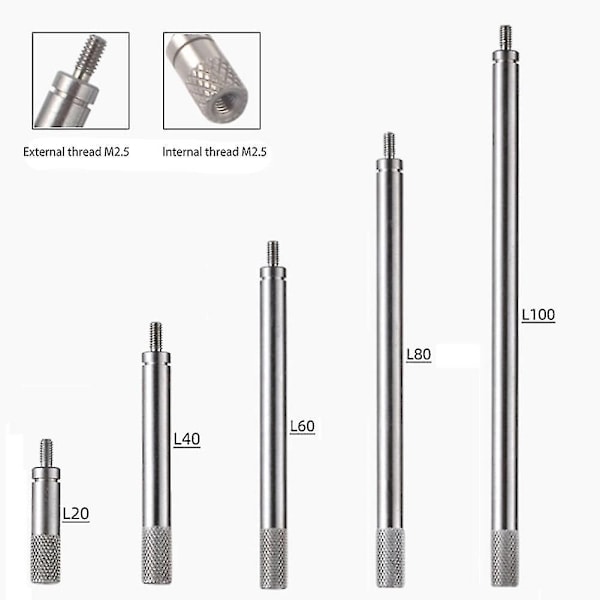 5 kpl Mittarikelkan Digitaalinen Mittari HSS-Mittarikelkan Laajennusvarsi Sarja M2.5 20 40 60 80 100mm El