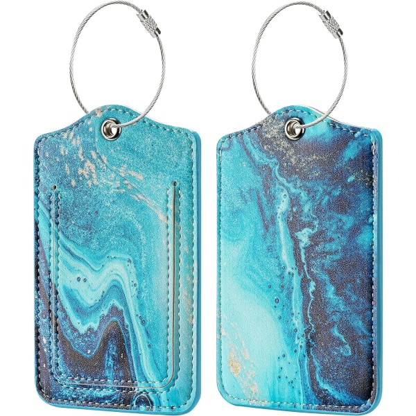 Pakke med 2 bagasjemerker med ID-kort for full personverndekning og spenne i rustfritt stål for reiseveske Koffertidentifikasjonsmerker