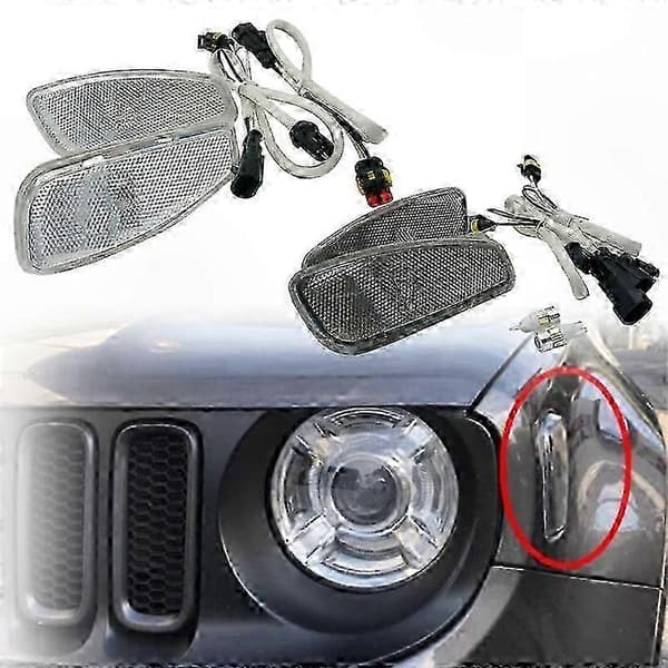 Frontblinklys for Jeep Renegade 2014-2022, Sidevarsellamper Smoked black