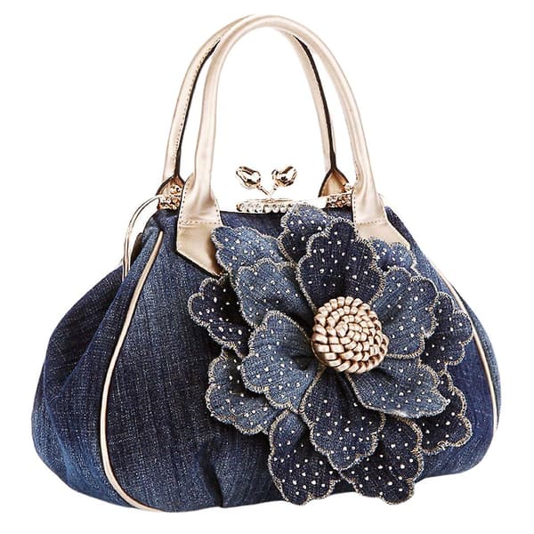 Axelväska i denim Gold