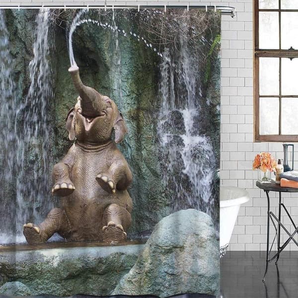Dusjforheng i stoff, muggsikker dusjforheng, elefant