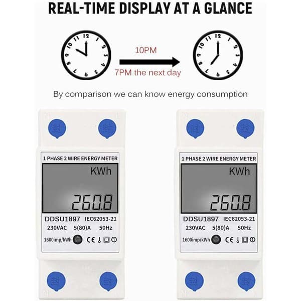 Enfas elmätare, 80A 220V digital effektmätare