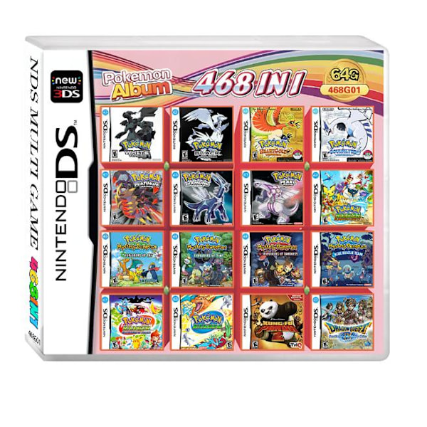 468 in 1 Album Videopelikorttikasetti Konsolikortti Nintendo Ds 3ds 2ds Nds Ndsl Nds:lle 468 in 1