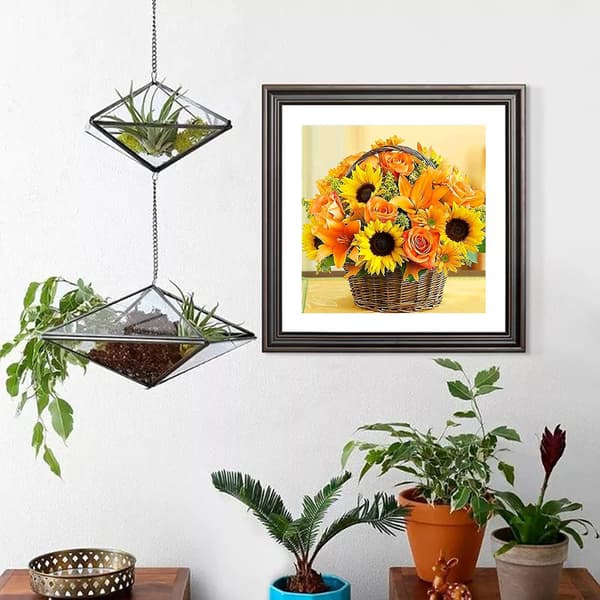 5D diamantmaleri blomster, DIY veggdekorasjon 30x30 cm