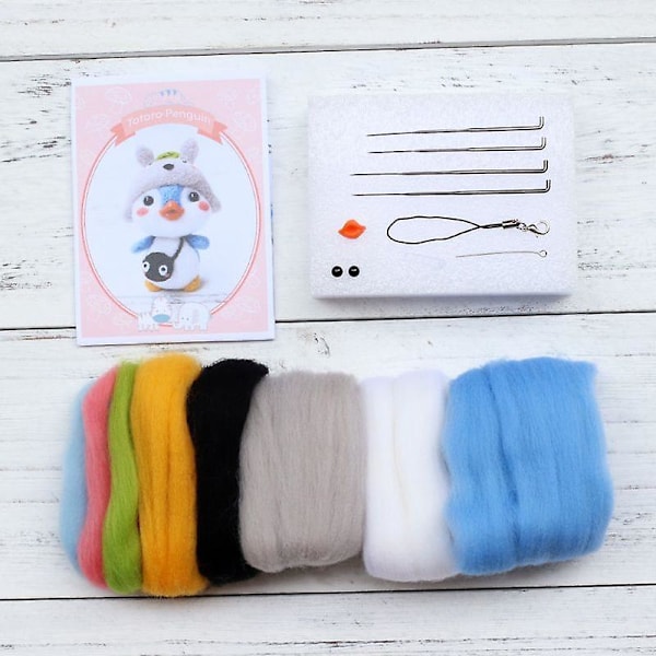 Penguin Wool Felt Crafts Diy Unfinished Poked Set Handcraft Kit For Needle Material Bag Pack