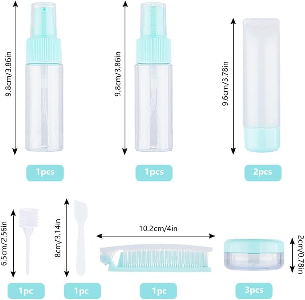Reseflaskor i silikon 10-pack, Mezzar påfyllningsbart reseflaskset, flygplansresekit reseflaskor för gel, schampo, lotioner och vätskor
