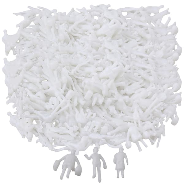 500x hvite 0,85x0,4 cm ubehandlede modellmennesker passasjerer 1:200 Z-måler