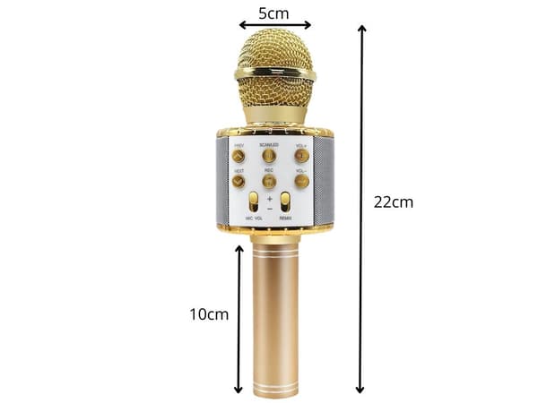 Wireless Microphone Bluetooth Karaoke Speaker Round with Case Various Modes Guld gold