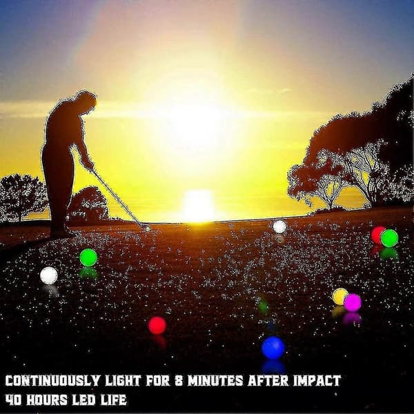 6 stk. LED-glødende golfbolde kompatible med nat indbyggede LED-lys blandede farver golf - JA