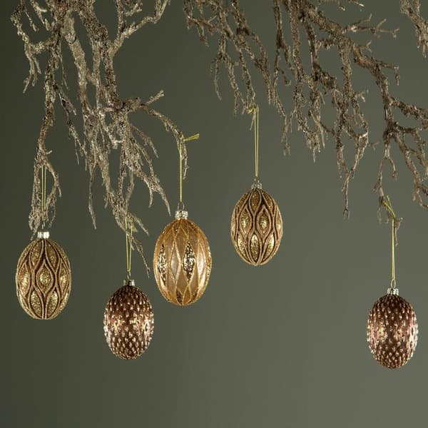 En Mängd Dekoration - Julgranspynt Glaskula Gloria Koppar 8cm 4-pack gold
