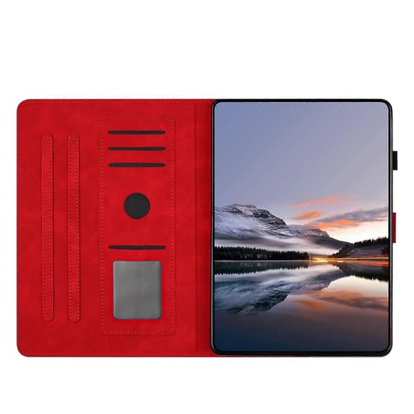 Tabletetui til Samsung Galaxy Tab S10 Lite S10 FE S9 FE S9 kortholder stativ sommerfugl blomsterprint Rød Red Red