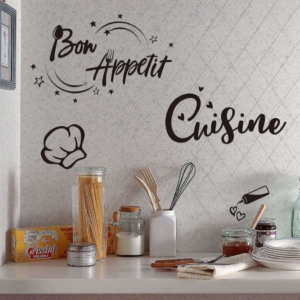2 sarjaa seinätarrat itseliimautuvat ranskalaisen tekstin keittiö ja hyvää ruokahalua Lainaus ravintolan ruokasalin koristelu Kodin tarra seinätarra Tee itse maalaus sänky