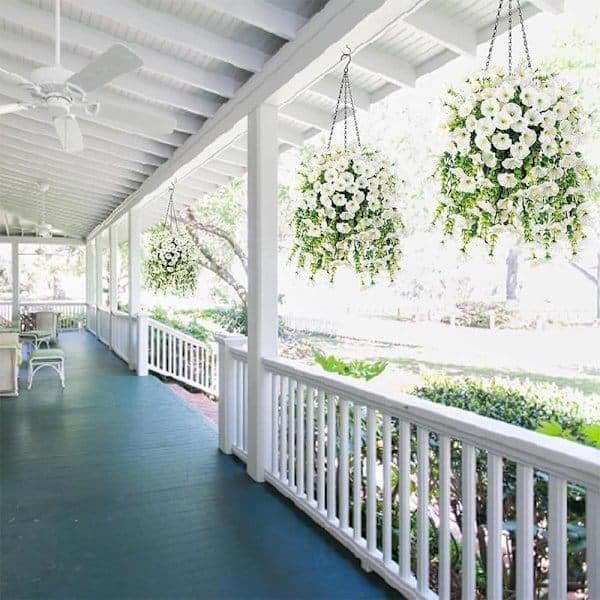 Artificial Hanging Flowers 2-pack, UV-resistant Morning Glory Vines 75 cm White white