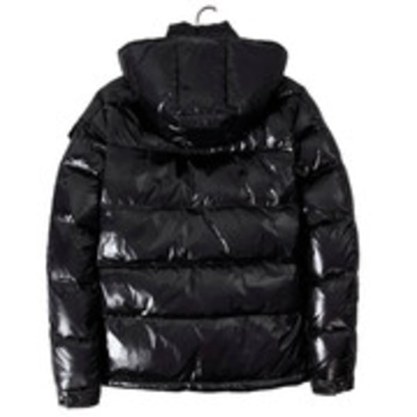 Herre vinter kort skinnende standkrave vandtæt hætte dunjakke sort black black XL