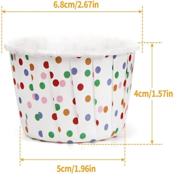 50 stk. papir cupcakeforme små muffinforme til bagning engangs cupcake bageforme til bryllupper, jul, fødselsdag (farvede prikker)