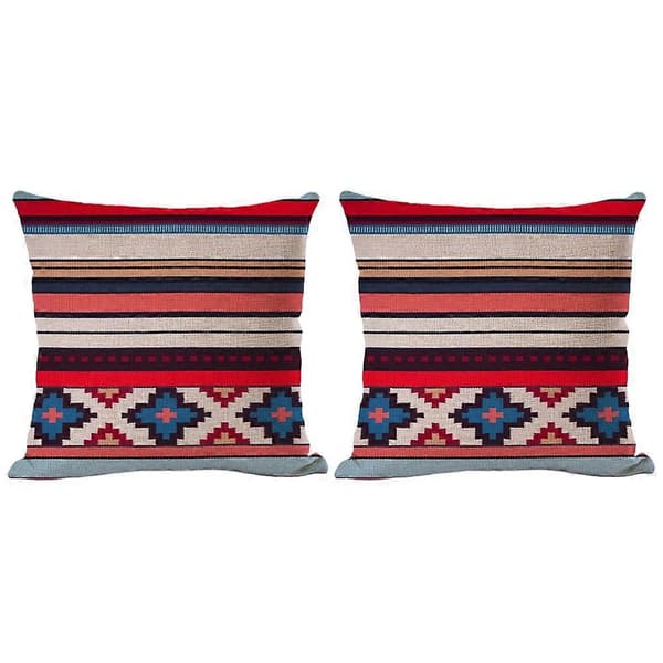 Örngott 2-pack Boho-mönstrade prydnadskuddsöverdrag Kuddfodral -Style4 Red One Size